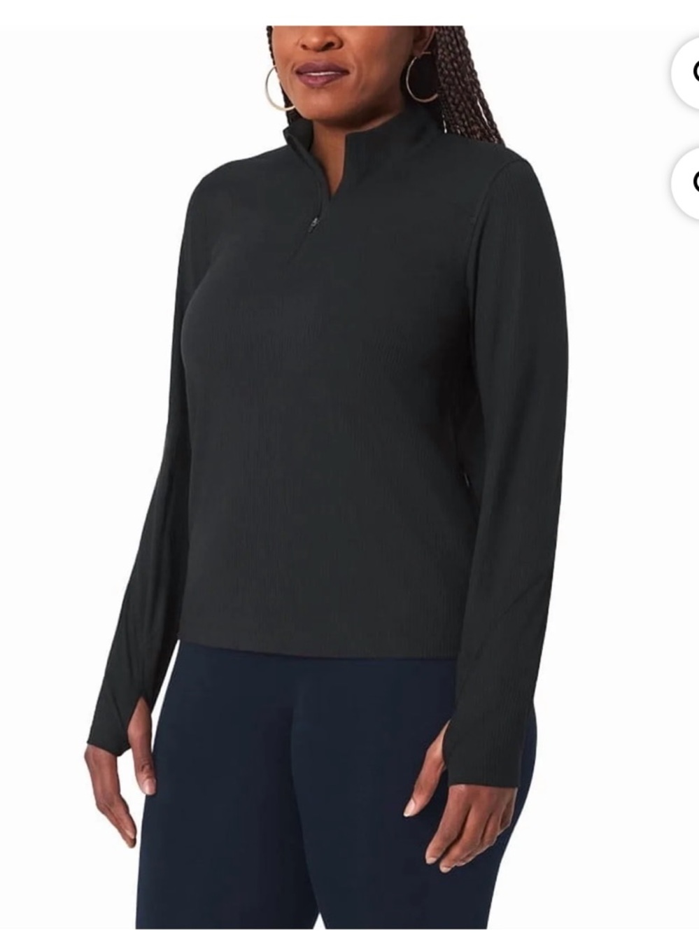 NEW Mondetta Black Women's Quarter-Zip Long Sleeve Top